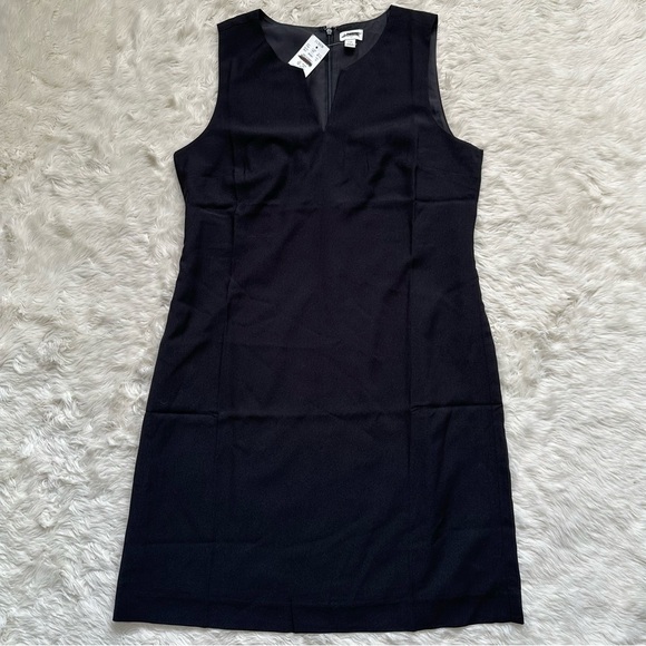 J. Crew Factory Dress Split-neck Suiting Above The Knee Black 10 NWT New - Picture 3 of 11